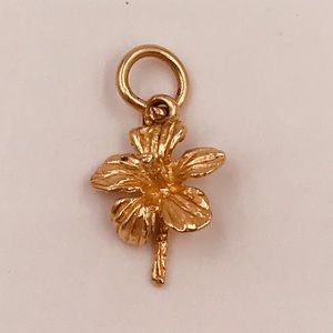 14k solid Gold Hibiscus Charm